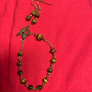 Tiger eye bracelet and earring set new